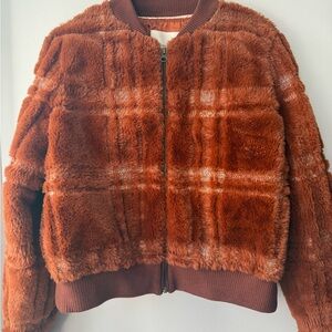 Anthropologie Rust Faux Fur Jacket Size S